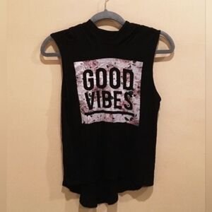 Good Vibes Graphic Hooded Muscle Tee XS